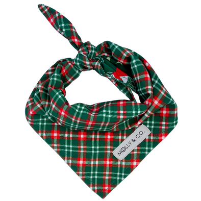 Santa + Royal Stewart Plaid - Reversible Dog Bandana