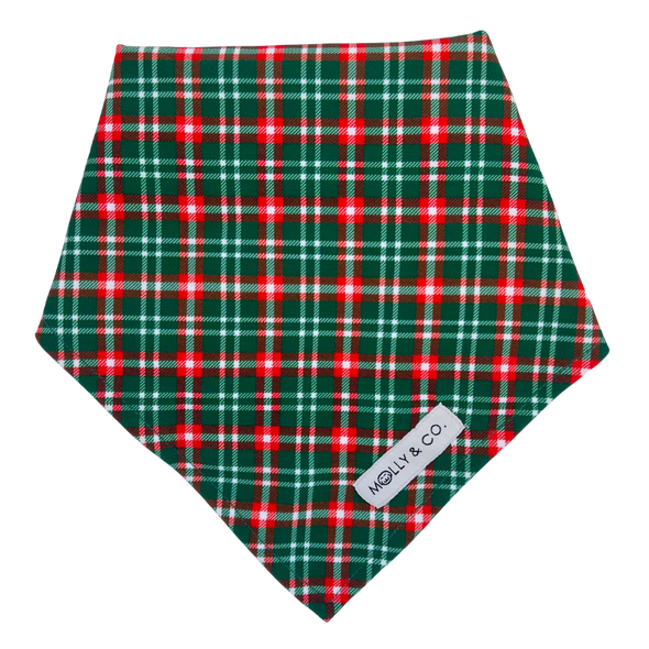 Santa + Royal Stewart Plaid - Reversible Dog Bandana