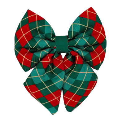 Evergreen Argyle - Dog Sailor Bowtie