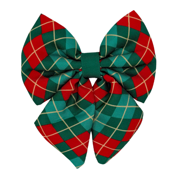 Evergreen Argyle - Dog Sailor Bowtie