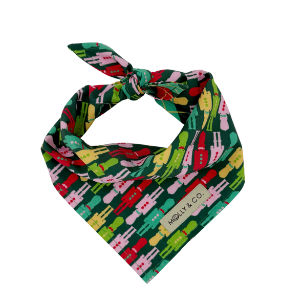 Evergreen Argyle + Nutcracker - Reversible Dog Bandana