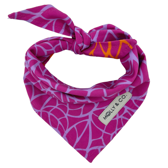 Magenta Leaves - Reversible Dog Bandana