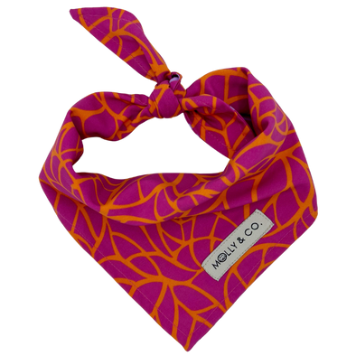 Magenta Leaves - Reversible Dog Bandana