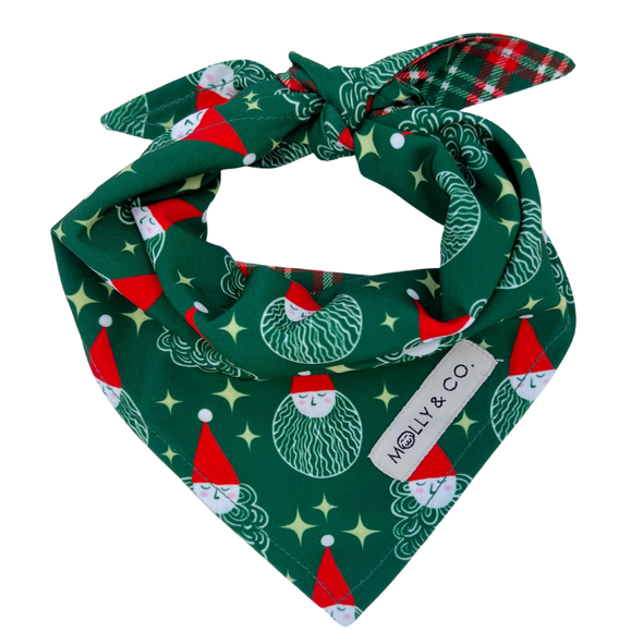 Santa + Royal Stewart Plaid - Reversible Dog Bandana