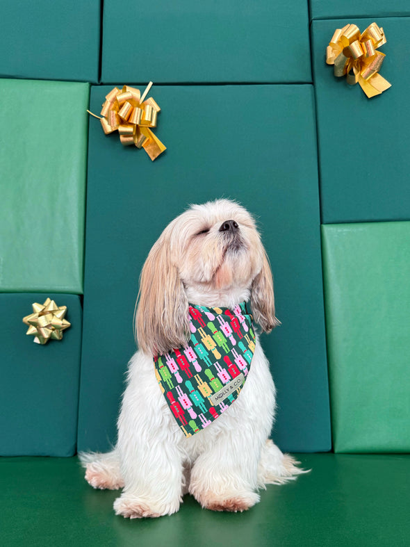 Evergreen Argyle + Nutcracker - Reversible Dog Bandana
